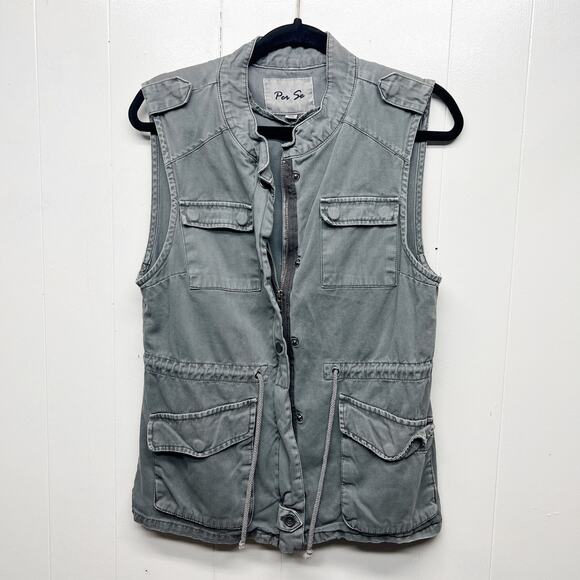 Per Se Charcoal Full Zip & Button Front Women's Vest Size Medium Breathable - Picture 1 of 10